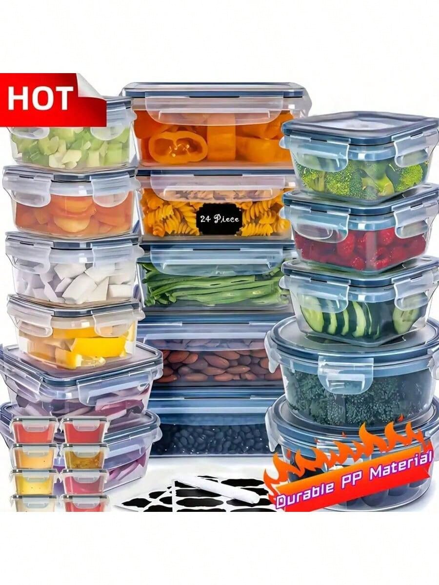 🔥24/48-piece Airtight Food Storage Containers Set – Stackable with Lids