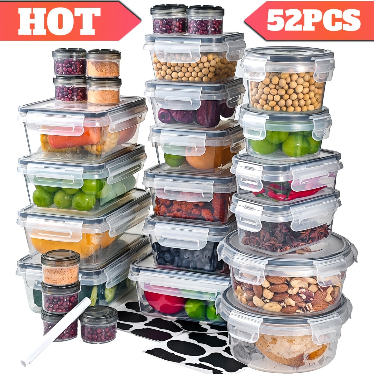 🔥24/48-piece Airtight Food Storage Containers Set – Stackable with Lids