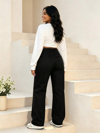 Women's high-waisted wide-leg jeans – product photo 15