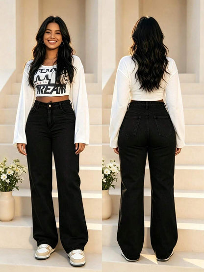 Women's high-waisted wide-leg jeans – product photo 13