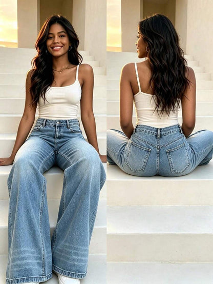Women's high-waisted wide-leg jeans – product photo 31